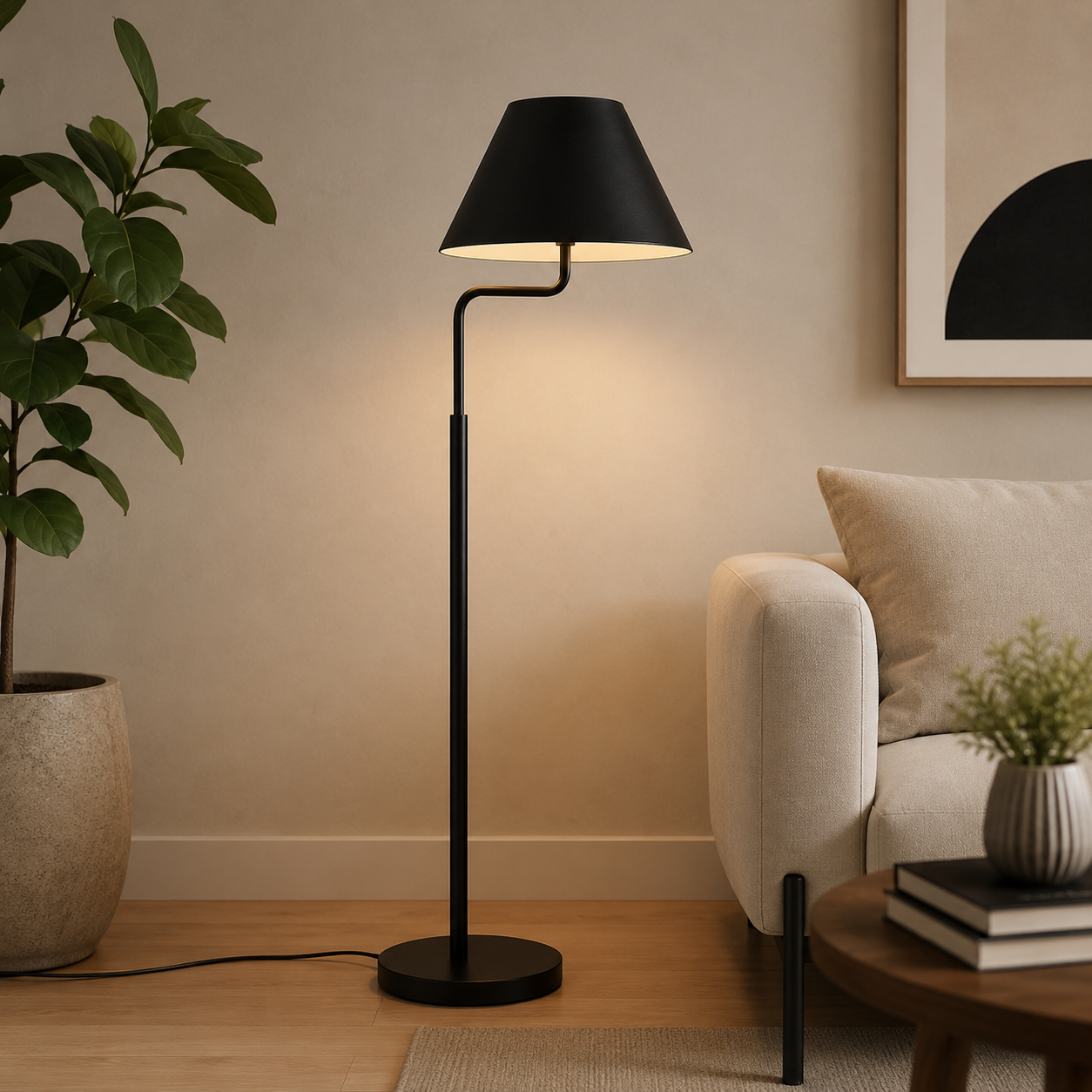 Lámpara de Pie Moderna Minimalista Negra